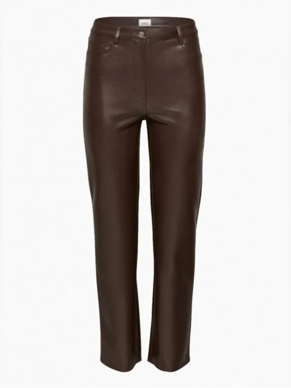 Aritzia Wilfred Rich Mocha Brown Melina High Waisted Vegan Leather Pants size 8